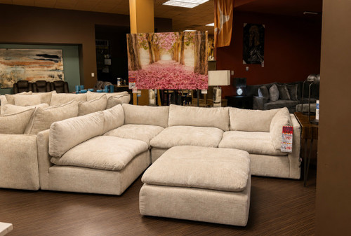 Beige 5 pc Sectional with Ottoman: $1999.99