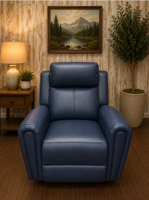 Dark Blue Italia Leather Glider Recliner $899.99