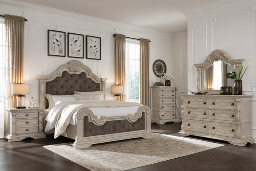 Bruchandi 4pc Bedroom Set - King Bed with Dresser/Mirror 1 Nightstand - $3499.99 #B948