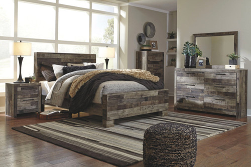 Wood Derekson  Panel Bedroom Set with Dresser Mirror and Nightstand $1099.99 #B200
