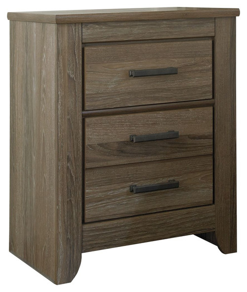 Zelen Warm Gray Two Drawer Night Stand