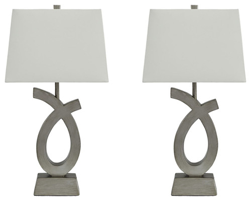 Amayeta Silver Finish Poly Table Lamp