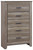 Zelen Warm Gray Five Drawer Chest