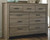 Zelen Warm Gray 6 Pc. Dresser, Mirror, Chest & King Poster Bed