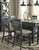 Tyler Creek Black/Gray 9 Pc. Rectangular Counter Table, 6 Upholstered Barstools & 2 Display Cabinets