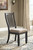 Tyler Creek Black/Gray 8 Pc. Rectangular Table, 4 Upholstered Side Chairs, Upholstered Bench & 2 Display Cabinets