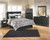 Maribel Black 4 Pc. Dresser, Mirror & King Panel Headboard with Bolt on Bed Frame