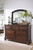 Porter Rustic Brown 7 Pc. Dresser, Mirror, Media Chest, King Panel Bed, Nightstand