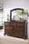 Porter Rustic Brown 7 Pc. Dresser, Mirror, Media Chest, King Sleigh Bed with 2 Storage Drawers, Nightstand