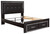 Kaydell Black Queen Upholstered Panel Bed with 2 Storage Drawers, Roll Slats