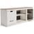 Vaibryn White / Brown LG TV Stand w/Fireplace Option