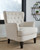 Romansque Beige Accent Chair Gunmetal Finish