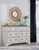 Brollyn White / Brown / Beige 4 Pc. Dresser, Mirror, California King Upholstered Panel Bed