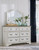 Brollyn White / Brown / Beige 6 Pc. Dresser, Mirror, California King Upholstered Panel Bed, 2 Nightstands