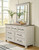 Brewgan Antique White 6 Pc. Dresser, Mirror, Chest, King Panel Storage Bed