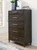 Wittland Brown Five Drawer Chest