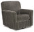 Herstow Charcoal Swivel Glider Accent Chair