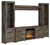 Trinell Brown 4-Piece Entertainment Center With 72" TV Stand And Glass/Stone Fireplace Insert