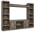 Wynnlow Gray 4-Piece Entertainment Center With 60" TV Stand And Faux Firebrick Fireplace Insert