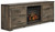 Trinell Brown 72" TV Stand With Faux Firebrick Fireplace Insert