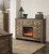 Trinell Brown 2 Pc. Dresser With Fireplace Insert Glass/Stone