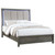 Kieran Eastern King Panel Bed With Upholstered LED Headboard Gray And Oyster Gray