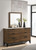 Mays 6-Drawer Dresser With Mirror With Faux Marble Top Walnut Brown