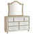 Antonella 7-Drawer Upholstered Dresser With Mirror Ivory And Camel