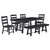 Newport 6 Piece Rectangular Trestle Table Dining Set witih Bench Black