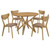 Elowen 5 Piece Round Solid Wood Dining Set Light Walnut