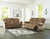 Huddle-Up Nutmeg Reclining Sofa with Drop Down Table & Double Reclining Loveseat with Console