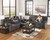 Acieona Slate Reclining Sofa with Drop Down Table & Double Rec Loveseat with Console