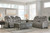 The Man-Den Gray Power Reclining Sofa with ADJ HDRST & Power Reclining Loveseat/CON/ADJ HDRST