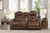 The Man-Den Mahogany 2 Pc. Power Reclining Sofa with Adjustable Headrest, Power Reclining Loveseat/CON/Adjustable Headrest