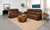 Ellington 2 Piece Upholstered Padded Arm Sofa Set Dark Brown