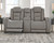 The Man-Den Gray Power Reclining Sofa with ADJ HDRST, Power Reclining Loveseat/CON/ADJ HDRST & Power Recliner/ADJ HDRST