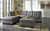 Maier Gray Dark 3 Pc. Lafr Chaise & Raf Sofa Sectional & Accent Ottoman