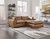 Emilia Caramel 3 Pc. 2-Piece Sectional Loveseat, Ottoman