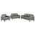 Ruth 3 Piece Upholstered Track Arm Faux Leather Sofa Set Grey