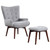 Willow Upholstered Accent Chair With Ottoman Pearl Silver