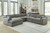 Elyza Smoke Left Arm Facing Corner Chaise 5 Pc Sectional