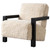 Fitzroy - Faux Fur Upholstered Chair Solid Wood Arms - Latte