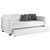 Patricia - Arms & Slats Boucle Upholstered Twin Day Bed With Trundle - White