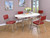Retro - 5 Piece Oval Dining Table Set - White And Red