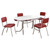 Retro - 5 Piece Oval Dining Table Set - White And Red
