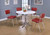 Retro - 5 Piece Round Dining Table Set - White And Red