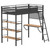 Campus - 3-Shelf Metal Twin Workstation Loft Bed - Matte Black