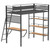 Campus - 3-Shelf Metal Twin Workstation Loft Bed - Matte Black