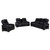Zuma - 3 Piece Faux Leather Dual Power LED Sofa Set - Black