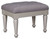 Coralayne Silver Upholstered Stool